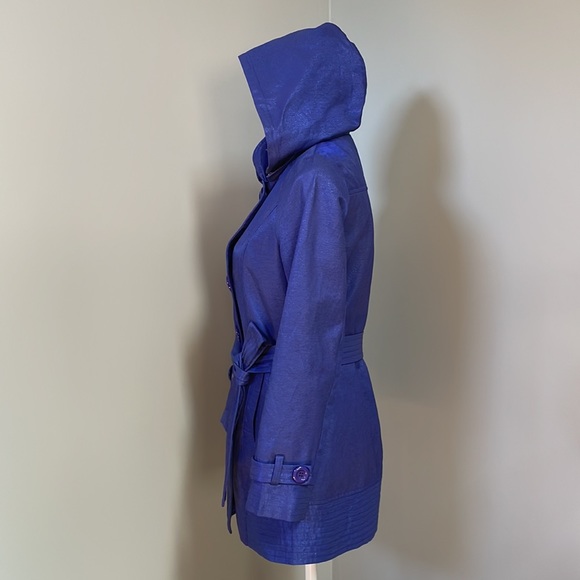 A.Y.K. GIRLS SHIMMER PERIWINKLE PURPLE TRENCH COAT - Picture 5 of 15